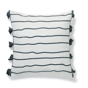 Coussin toile de coton bleu orage 50x50