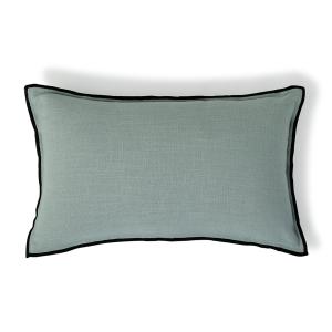 Coussin toile de coton céladon / noir 50x30