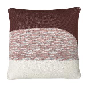Coussin tricoté coucher de soleil marron rouille 50x50