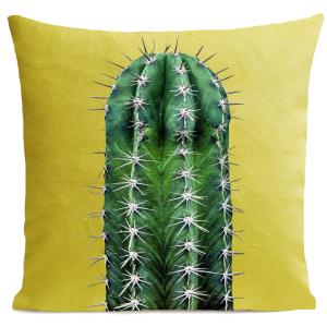 Coussin tropical cactus jaune suédine 40x40cm