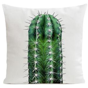 Coussin tropical cactus suédine blanc 40x40cm