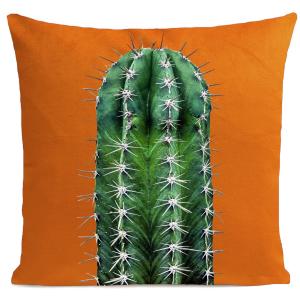 Coussin tropical cactus suédine orange 40x40cm