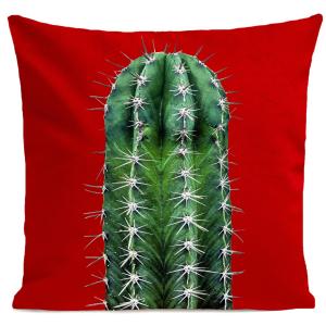 Coussin tropical cactus suédine rouge 40x40cm