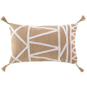 Coussin uni avec jute coton/polyester naturel 30x50 cm