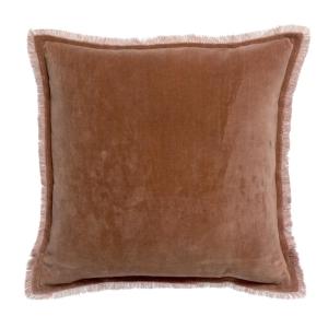 Coussin uni  en coton bois de rose 45 x 45 cm
