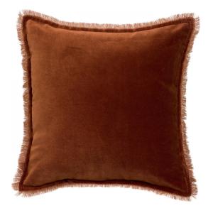 Coussin uni  en coton caramel 45 x 45 cm