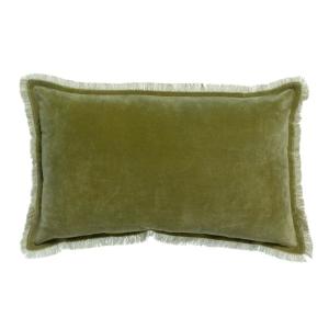 Coussin uni  en coton olive 30 x 50 cm