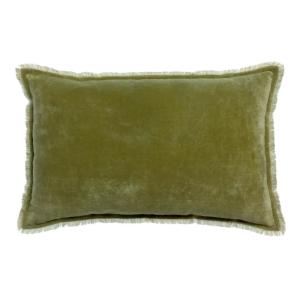 Coussin uni  en coton olive 40 x 65 cm