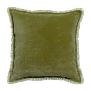 Coussin uni  en coton olive 45 x 45 cm