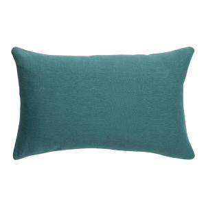 Coussin uni  en lin prusse 40 x 65 cm