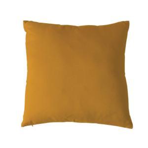 Coussin uni et déhoussable polyester jaune ocre 50x50 cm