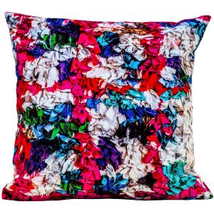 Coussin velours carré imprimé ethnique rose pastel 60x60