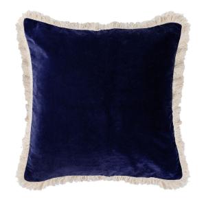 Coussin velours de coton bleu nuit 50x50