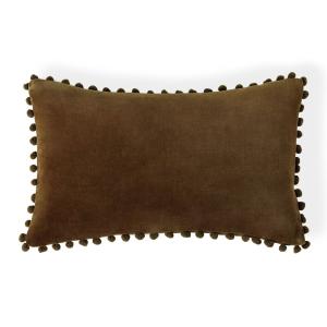 Coussin velours de coton brun chêne 50x30