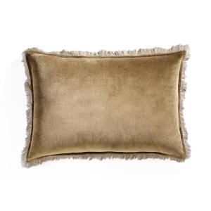 Coussin velours de coton brun chêne 60x40