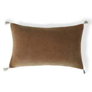 Coussin velours de coton camel 50x30