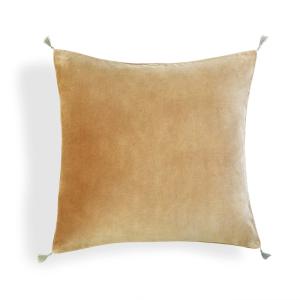 Coussin velours de coton camel 50x50