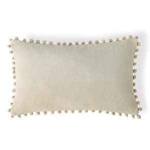 Coussin velours de coton craie 50x30