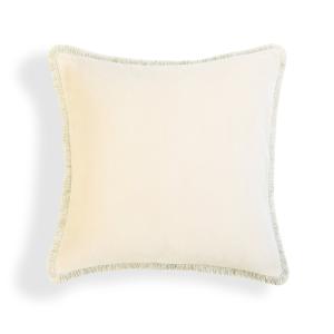 Coussin velours de coton craie 50x50