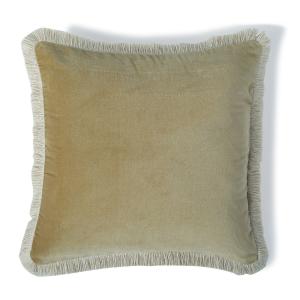 Coussin velours de coton sable 50x50