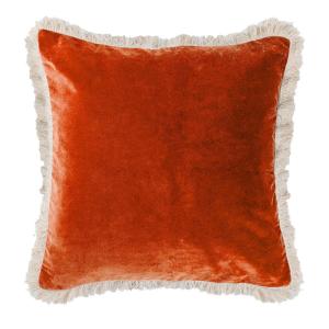 Coussin velours de coton terracotta 50x50