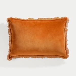 Coussin velours de coton terracotta 60x40