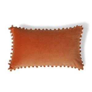 Coussin velours de coton terre de sienne 50x30