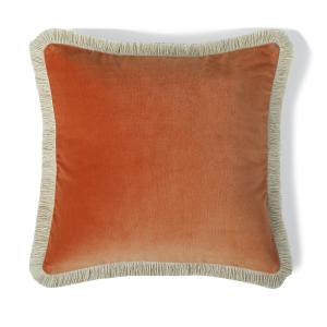 Coussin velours de coton terre de sienne 50x50