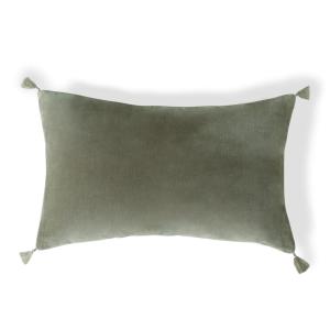 Coussin velours de coton vert de gris 50x30