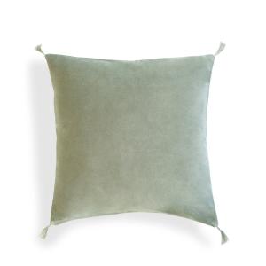 Coussin velours de coton vert de gris 50x50