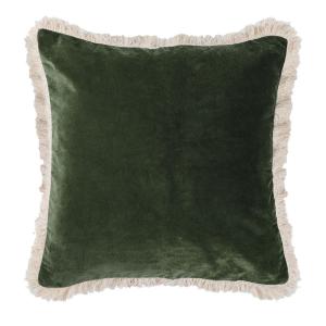 Coussin velours de coton vert kaki 50x50