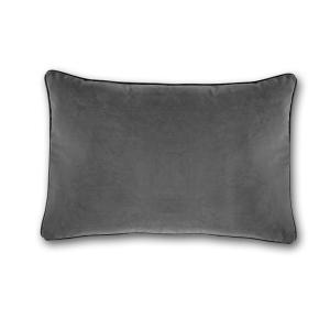 Coussin velours zippé en polyester gris anthracite 40x60cm