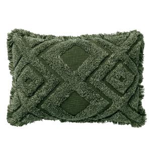 Coussin vert en coton 40x60 cm avec motif