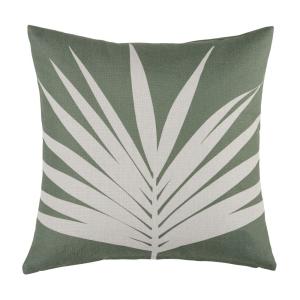 Coussin vert imprimé feuillage écru 45x45