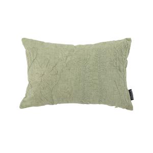 Coussin vert sauge motifs floraux brodés 30x20