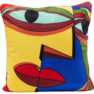 Coussin visage abstrait en coton