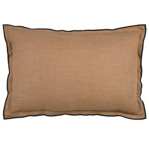 Coussin volant plat feston noir coton marron clair 40x60 cm