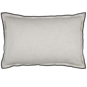 Coussin volant plat feston noir coton naturel 40x60 cm