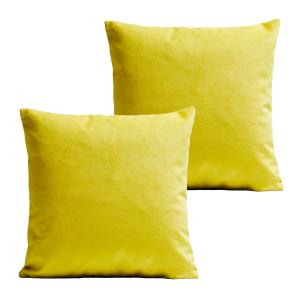 Coussins uni  lot de 2 velours jaune 40x40cm