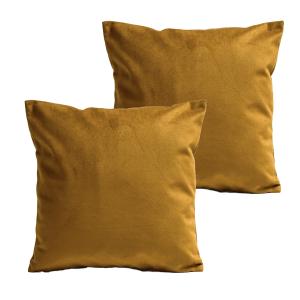 Coussins uni  lot de 2 velours jaune 60x60cm