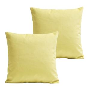 Coussins uni  lot de 2 velours jaune pastel 40x40cm