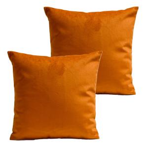 Coussins uni  lot de 2 velours orange 40x40cm