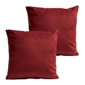 Coussins uni  lot de 2 velours rouge 60x60cm