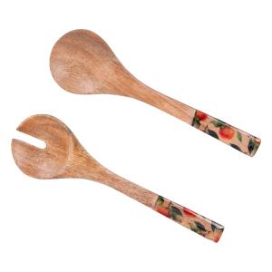 Couvert à salade   30 cm multicolore en bois