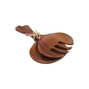 Couverts à salade 24 cm en acacia marron en bois