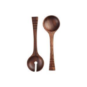 Couverts à salade 29 cm en acacia marron en bois