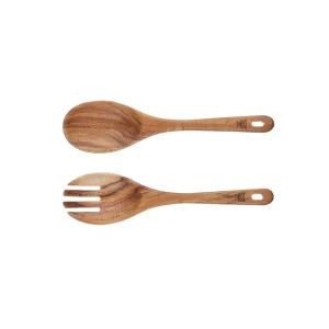 Couverts à salade en bois d'acacia marron 25.8cm