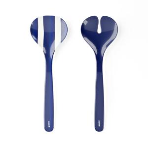 Couverts à salade en mélaminé bleu et blanc 30 cm