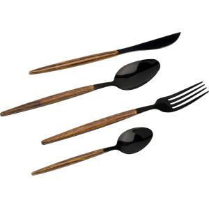 Couverts de table effet bois foncé 16 pièces