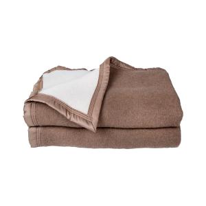 Couverture  laine woolmark double face beige chamois 180x24…